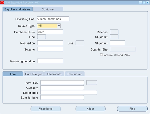 Find Expected Receipts