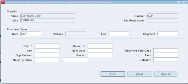 Purchase Orders for Matching